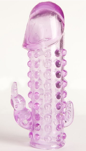 Закрытая фиолетовая насадка с 2 отростками - 13 см. - Toyfa Basic - в Орле купить с доставкой