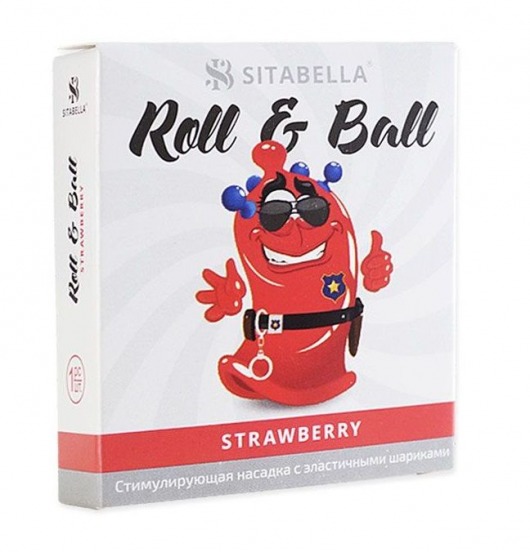 Стимулирующий презерватив-насадка Roll   Ball Strawberry - Sitabella - купить с доставкой в Орле