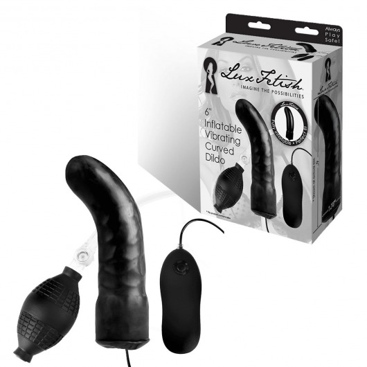 Чёрный изогнутый фаллос с вибрацией и расширением - 16 см. - Lux Fetish в Орле Чёрный изогнутый фаллос с вибрацией и расширением - 16 см. - Lux Fetish