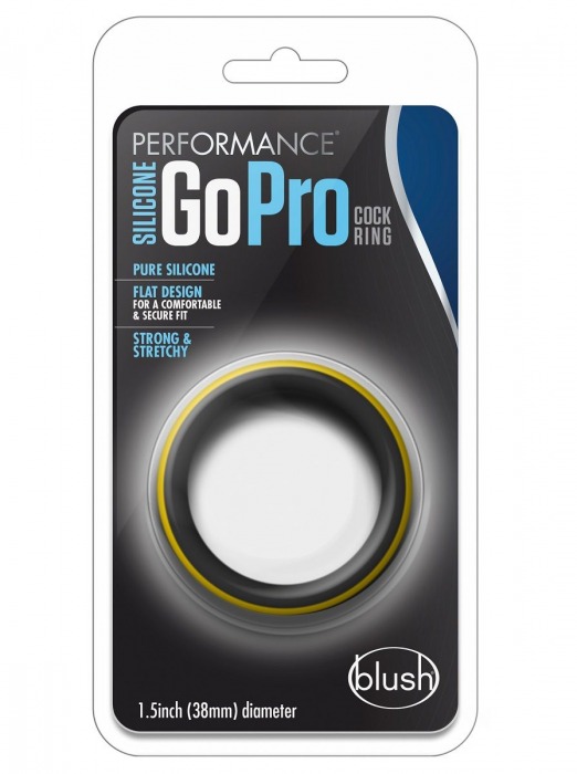 Черно-желтое силиконовое эрекционное кольцо Silicone Go Pro Cock Ring - Blush Novelties - в Орле купить с доставкой