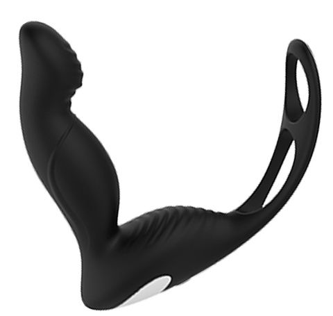 Черный вибромассажер простаты P-PLEASER W ERECTION ENHANCE - Dream Toys - в Орле купить с доставкой