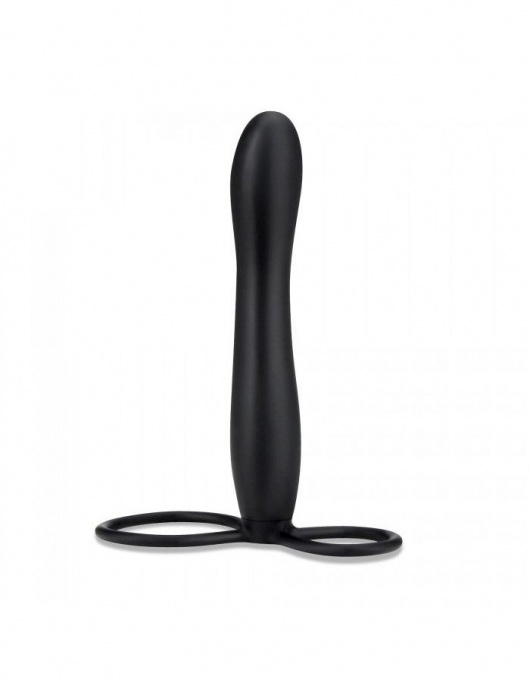 Черная насадка на пенис для двойной стимуляции Mojo BlackJack - 15 см. - Seven Creations - в Орле купить с доставкой