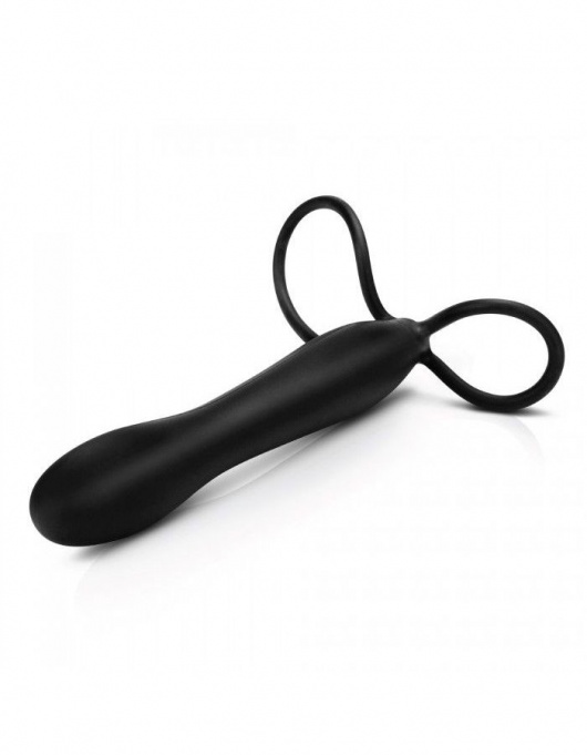 Черная насадка на пенис для двойной стимуляции Mojo BlackJack - 15 см. - Seven Creations - в Орле купить с доставкой