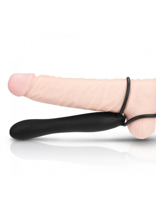 Черная насадка на пенис для двойной стимуляции Mojo BlackJack - 15 см. - Seven Creations - в Орле купить с доставкой