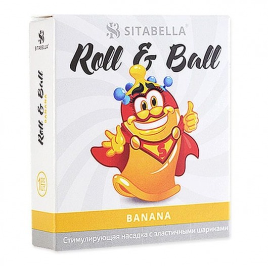 Стимулирующий презерватив-насадка Roll   Ball Banana - Sitabella - купить с доставкой в Орле