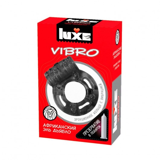 Чёрное эрекционное виброкольцо Luxe VIBRO  Африканский Эль Дьябло  + презерватив - Luxe - в Орле купить с доставкой