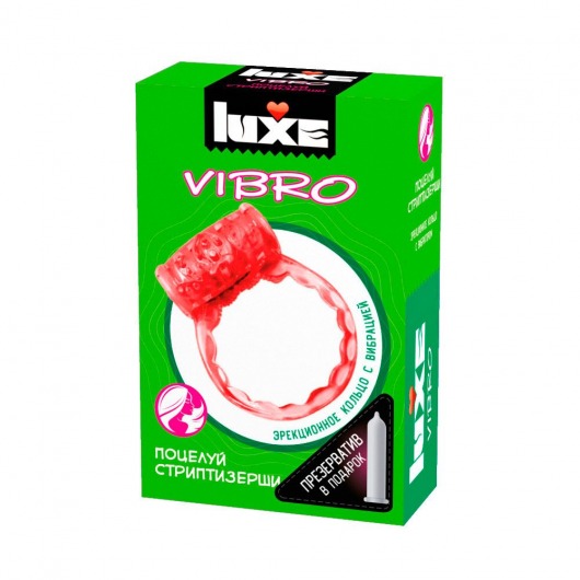 Розовое эрекционное виброкольцо Luxe VIBRO  Поцелуй стриптизёрши  + презерватив - Luxe - в Орле купить с доставкой