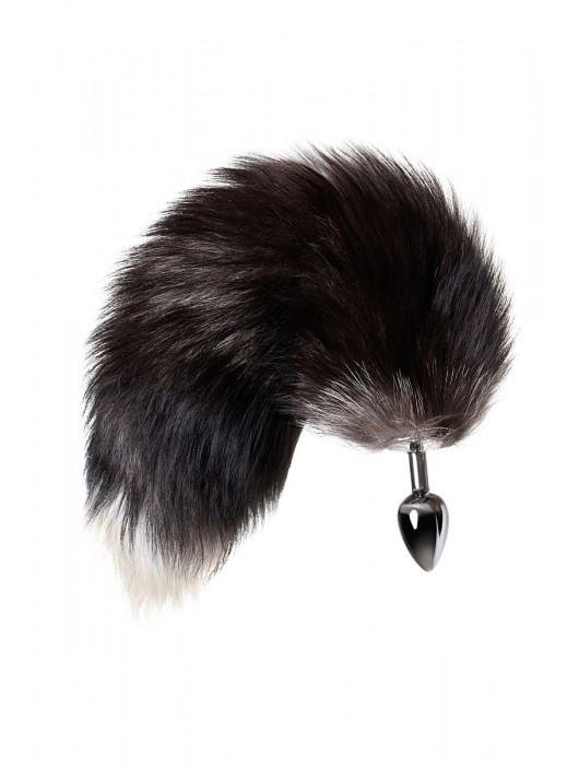 Серебристая металлическая анальная втулка с хвостом чернобурой лисы - размер S - ToyFa - купить с доставкой в Орле