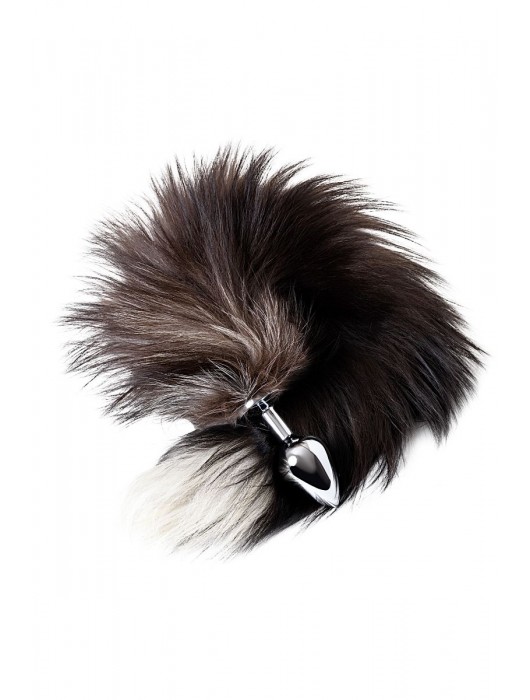 Серебристая металлическая анальная втулка с хвостом чернобурой лисы - размер S - ToyFa - купить с доставкой в Орле