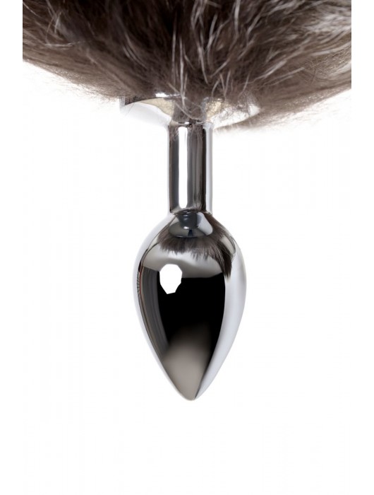 Серебристая металлическая анальная втулка с хвостом чернобурой лисы - размер S - ToyFa - купить с доставкой в Орле