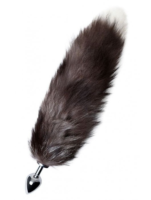 Серебристая металлическая анальная втулка с хвостом чернобурой лисы - размер S - ToyFa - купить с доставкой в Орле