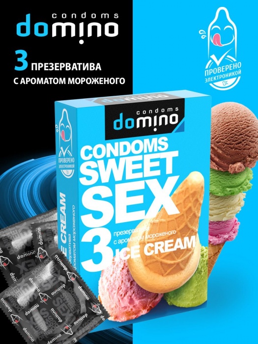 Презервативы для орального секса DOMINO Sweet Sex с ароматом мороженого - 3 шт. - Domino - купить с доставкой в Орле