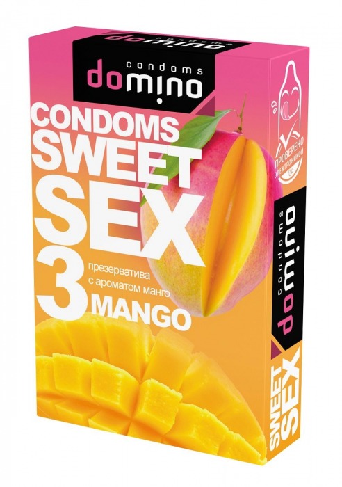 Презервативы для орального секса DOMINO Sweet Sex с ароматом манго - 3 шт. - Domino - купить с доставкой в Орле