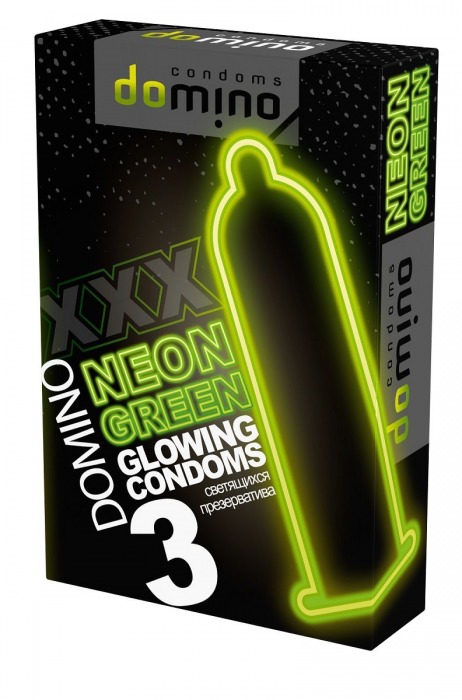 Презервативы DOMINO Neon Green со светящимся в темноте кончиком - 3 шт. - Domino - купить с доставкой в Орле