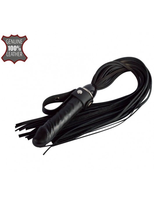 Черная плеть  Ковбой  с ручкой-фаллосом - 55 см. - Sitabella - купить с доставкой в Орле