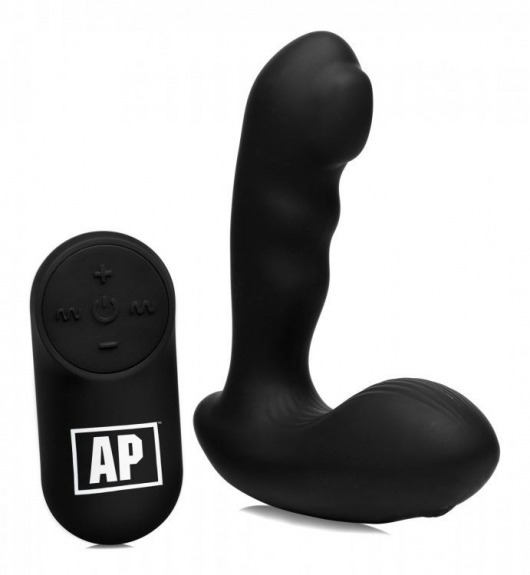 Черный стимулятор простаты Alpha-Pro 7X P-Milker Silicone Prostate Stimulator with Milking Bead - XR Brands - в Орле купить с доставкой