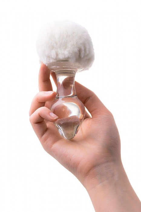 Стеклянная анальная втулка с хвостиком - 9,5 см. - Sexus - купить с доставкой в Орле