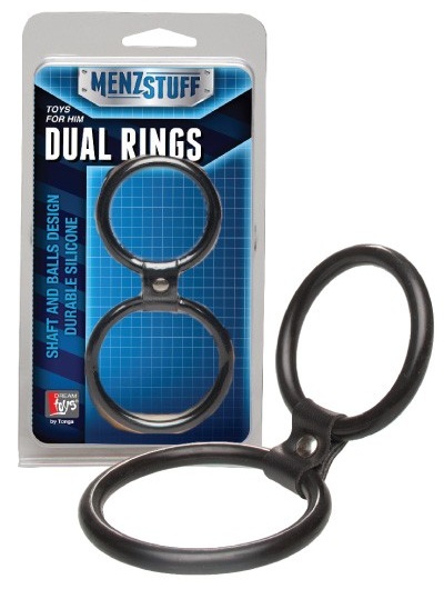 Чёрное двойное эрекционное кольцо Dual Rings Black - Dream Toys - в Орле купить с доставкой