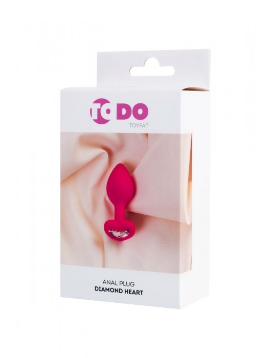 Розовая анальная втулка Diamond Heart с прозрачным кристаллом - 7 см. - ToyFa - купить с доставкой в Орле