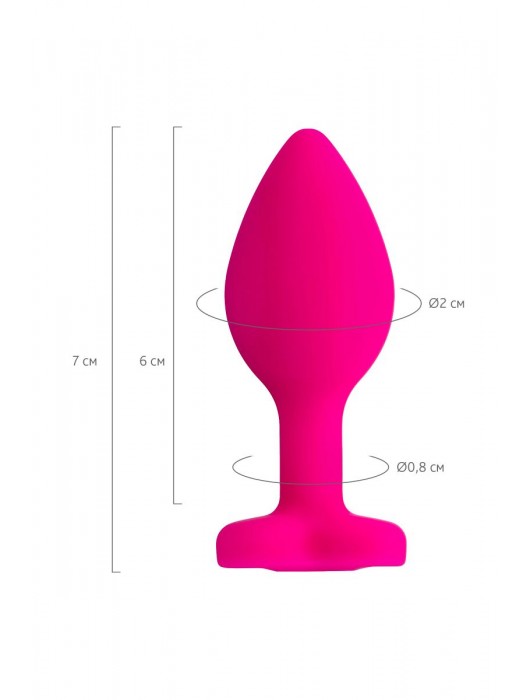 Розовая анальная втулка Diamond Heart с прозрачным кристаллом - 7 см. - ToyFa - купить с доставкой в Орле