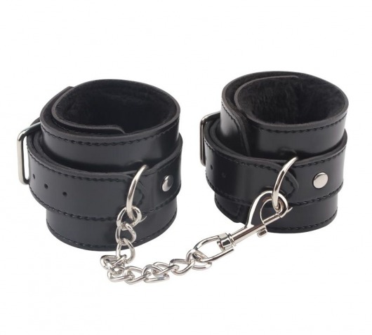 Черные оковы на ноги Obey Me Leather Ankle Cuffs - Chisa - купить с доставкой в Орле