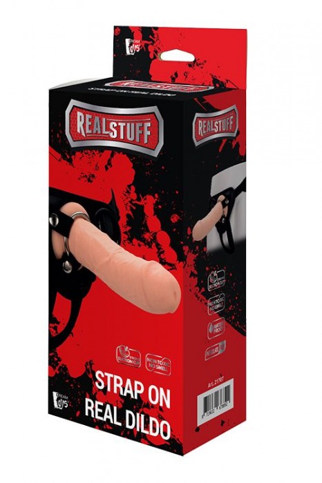 Черные трусики с телесной насадкой STRAP ON REAL DILDO - 21 см. - Dream Toys - купить с доставкой в Орле