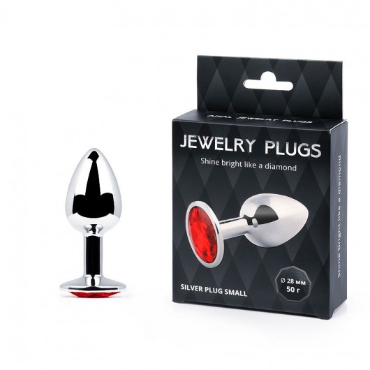 Серебристая анальная пробка с красным стразом - 7,2 см. - Anal Jewelry Plug - купить с доставкой в Орле