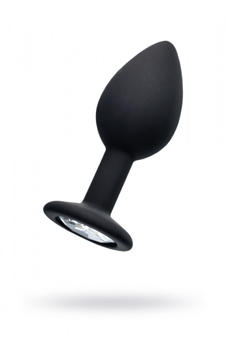 Черная анальная втулка с прозрачным стразом - 7,2 см. - POPO Pleasure - купить с доставкой в Орле