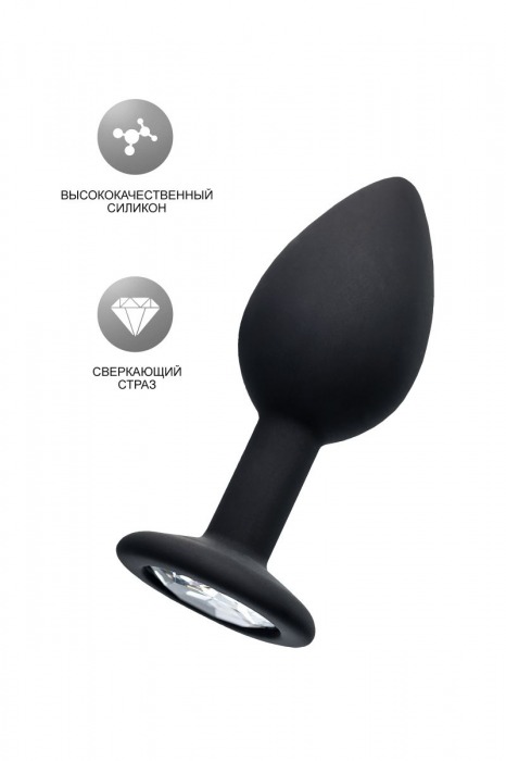 Черная анальная втулка с прозрачным стразом - 7,2 см. - POPO Pleasure - купить с доставкой в Орле