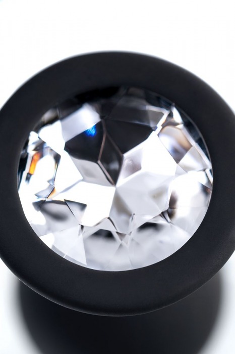 Черная анальная втулка с прозрачным стразом - 7,2 см. - POPO Pleasure - купить с доставкой в Орле