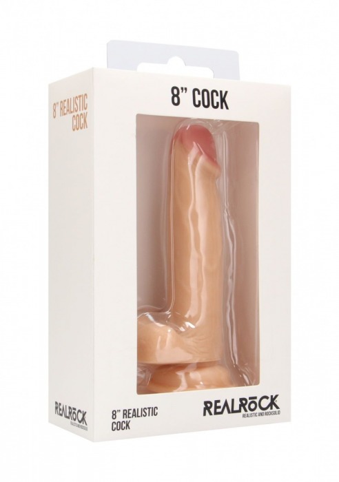 Телесный фаллоимитатор Realistic Cock 8  With Scrotum - 20 см. - Shots Media BV