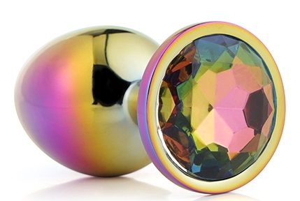 Голографическая анальная втулка с радужным кристаллом - 7,1 см. - Dream Toys - купить с доставкой в Орле