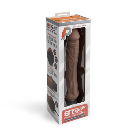 Коричневый вибратор-реалистик 8  Girthy Realistic Vibrator - 24,5 см. - PowerCocks