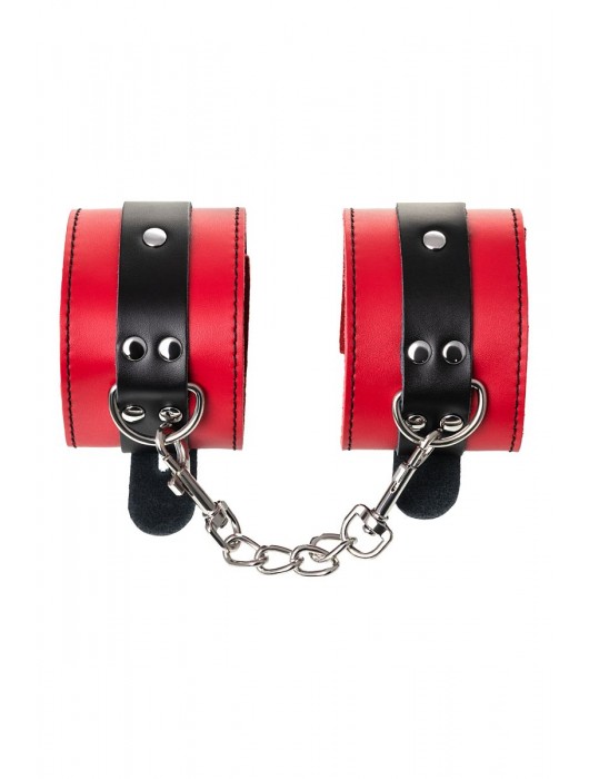 Красно-черные оковы на ноги из кожи - ToyFa - купить с доставкой в Орле