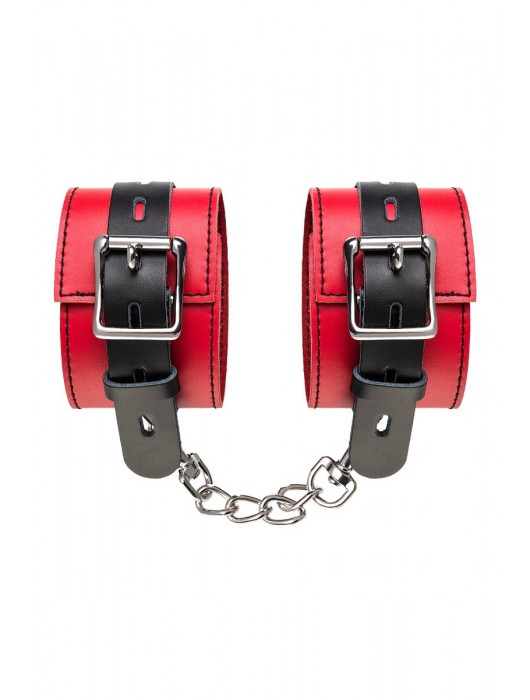 Красно-черные оковы на ноги из кожи - ToyFa - купить с доставкой в Орле