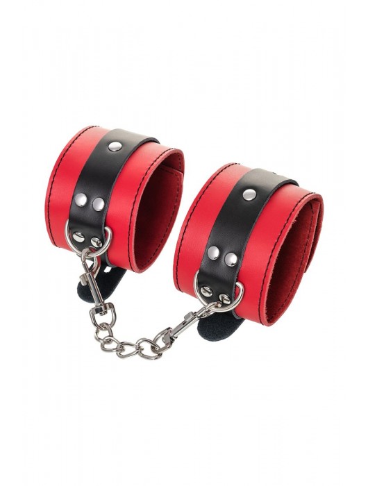 Красно-черные оковы на ноги из кожи - ToyFa - купить с доставкой в Орле