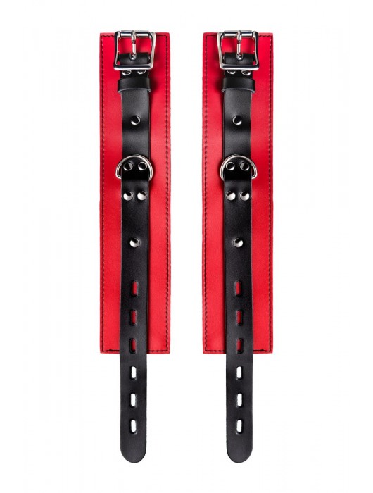 Красно-черные оковы на ноги из кожи - ToyFa - купить с доставкой в Орле