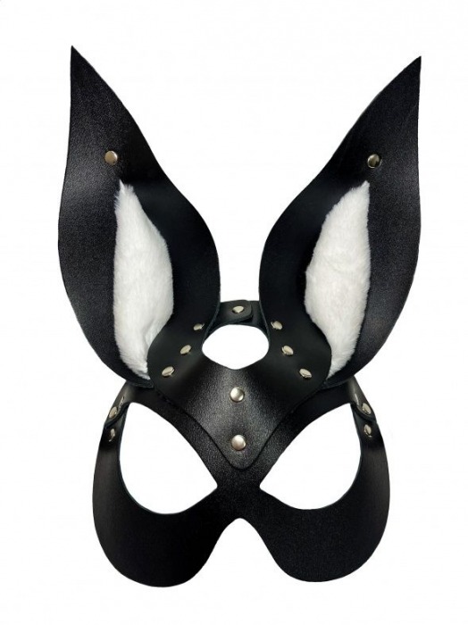 Черная маска зайки с белым мехом на ушках Miss Bunny - БДСМ Арсенал - купить с доставкой в Орле