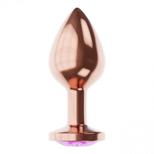 Пробка цвета розового золота с фиолетовым кристаллом Diamond Amethyst Shine S - 7,2 см. - Lola Games - купить с доставкой в Орле