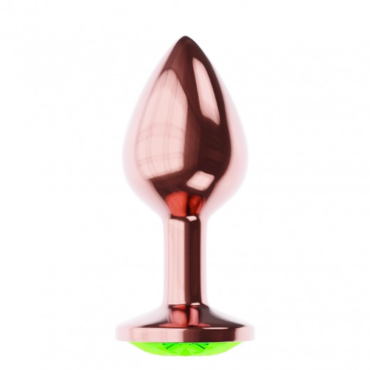 Пробка цвета розового золота с лаймовым кристаллом Diamond Emerald Shine S - 7,2 см. - Lola Games - купить с доставкой в Орле