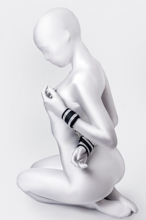 Серебристо-черные наручники Anonymo - ToyFa - купить с доставкой в Орле