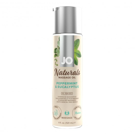 Массажное масло с ароматом перечной мяты и эвкалипта JO Naturals Peppermint   Eucalyptus - 120 мл. - System JO - купить с доставкой в Орле