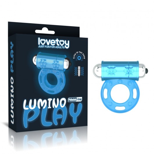 Голубое, светящееся в темноте эрекционное виброкольцо Lumino Play Vibrating Penis Ring - Lovetoy - в Орле купить с доставкой