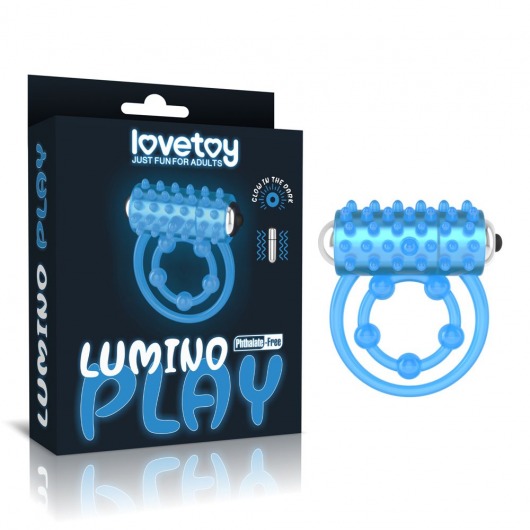 Голубое, светящееся в темноте виброкольцо Lumino Play Vibrating Penis Ring - Lovetoy - в Орле купить с доставкой