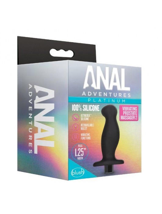 Черный анальный вибромассажёр Silicone Vibrating Prostate Massager 02 - 10,8 см. - Blush Novelties - в Орле купить с доставкой