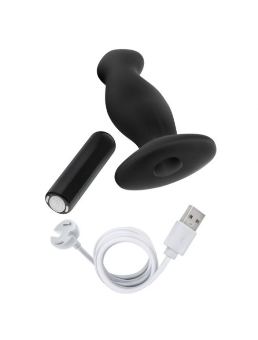 Черный анальный вибромассажёр Silicone Vibrating Prostate Massager 02 - 10,8 см. - Blush Novelties - в Орле купить с доставкой