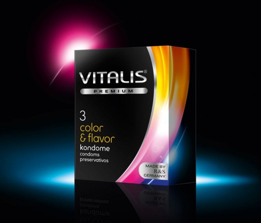 Цветные ароматизированные презервативы VITALIS PREMIUM color   flavor - 3 шт. - Vitalis - купить с доставкой в Орле