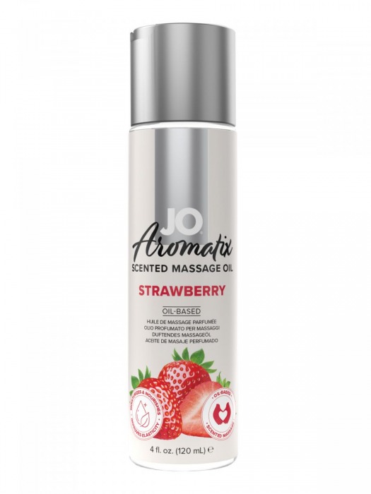 Массажное масло JO Aromatix Massage Oil Strawberry с ароматом клубники - 120 мл. - System JO - купить с доставкой в Орле