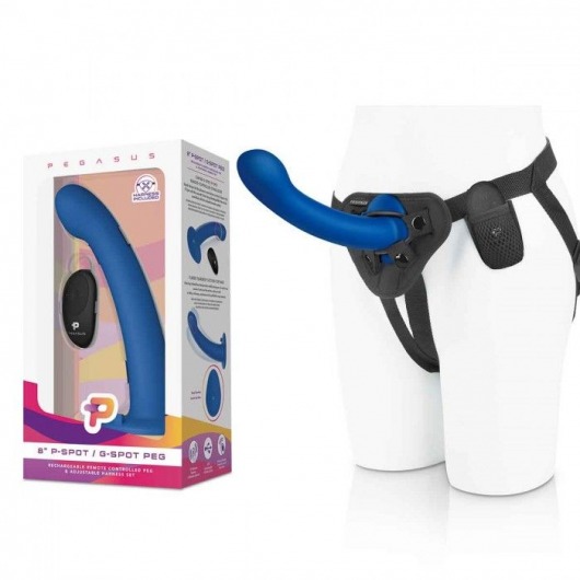 Синяя насадка Remote Control P-Spot G-Spot с черными трусиками - 20 см. - Pegasus - купить с доставкой в Орле