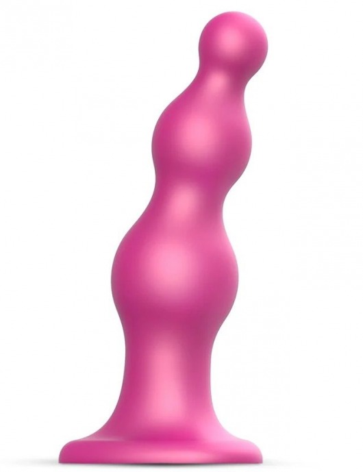 Розовая насадка Strap-On-Me Dildo Plug Beads size S - Strap-on-me - купить с доставкой в Орле